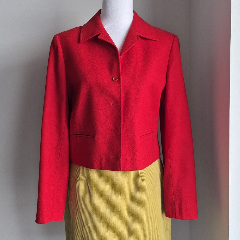 Pendleton Vintage Wool Cropped  Blazer In Red Size 10